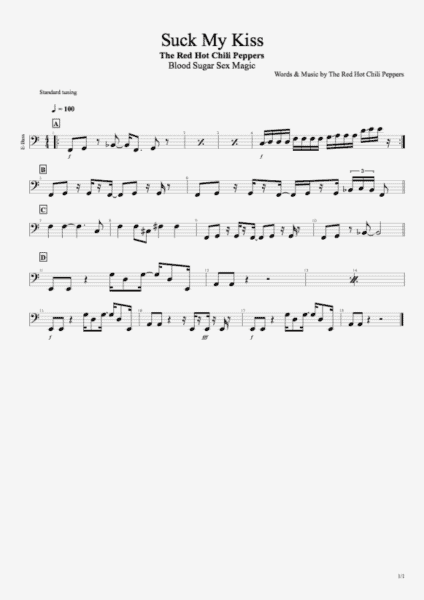 ベース譜 RedHotChiliPeppers SuckMyKiss